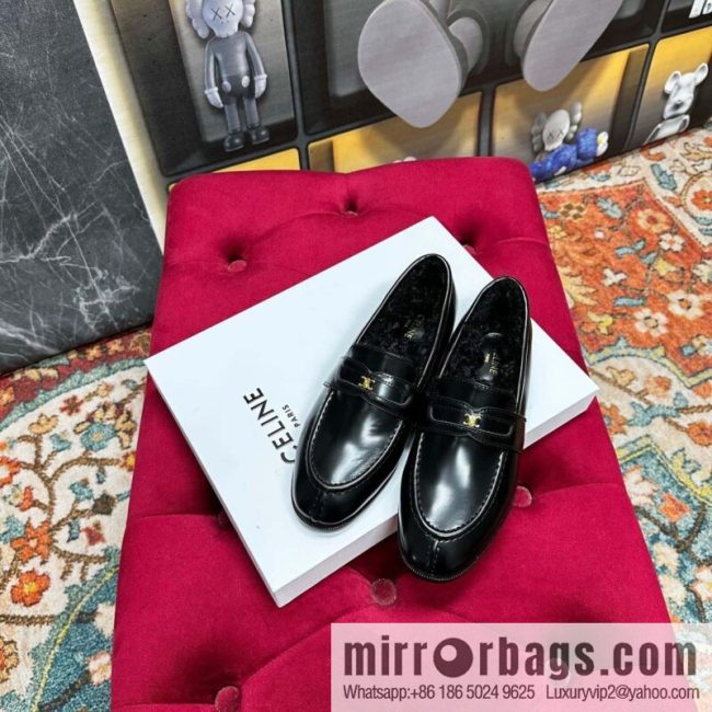 🐰🐰CELIN * E autumn and winter Arc de Triomphe loafers