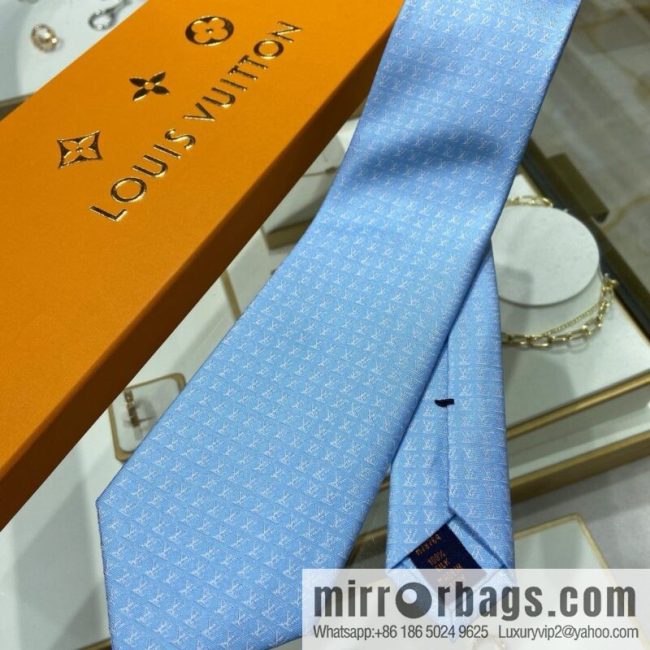 LV Louis Vuitton 100% Top Jacquard Silk L Letter Logo Tie M70952 - Image 4