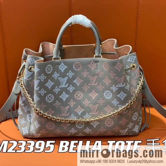 [Original single boutique] M23395 light gray, full leather shopping bag series BELLA TOTE handbag m23395 gray gradual change (cut-out)