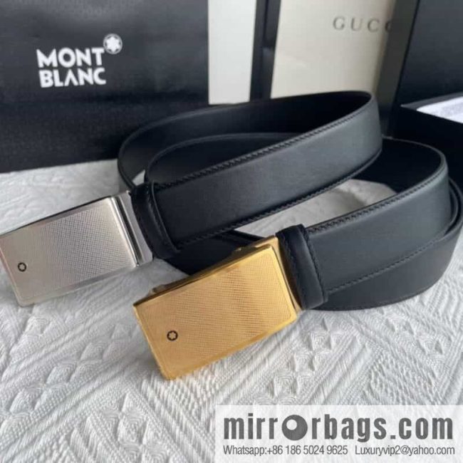 Montblanc, selected first-layer cowhide hexagonal star capsule metal automatic buckle belt 3.5cm