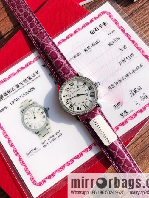 Spot Ronde de cartier (Cartier London) top version ring inlaid with 54 vs1.2 real diamonds imported American crocodile leather