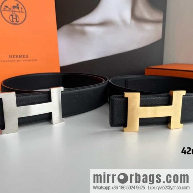 Hermes Hermes, gold silver solder joint metal buckle men\'s belt 4.2cm