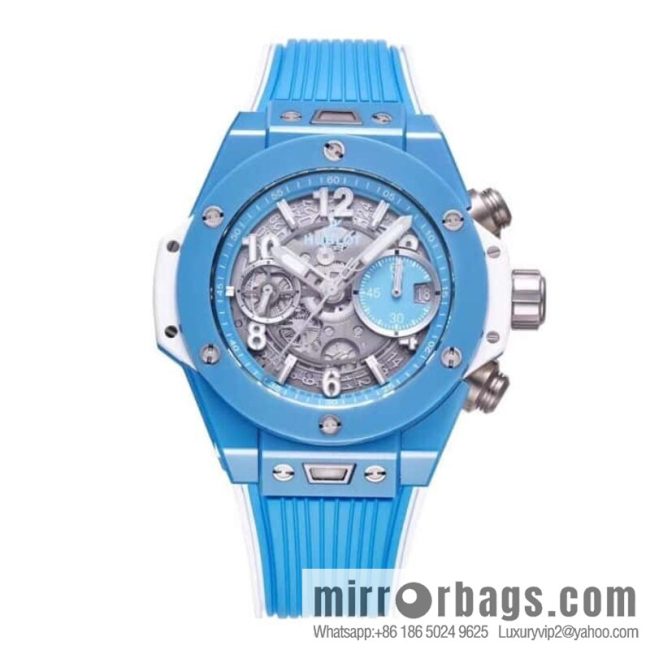 BBF\'s masterpiece, the king of ceramics HUBLOT Hublot new BIG BANG UNICO Tiffany blue custom Hublot exclusive UNICO HUB 1280 automatic flyback chronograph movement watch