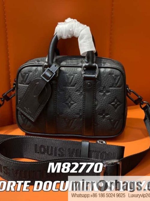 [Original order boutique] M82770 black embossed, full leather mini men\'s bag briefcase series NANO PORTE DOCUMENTS VOYAGE handbag