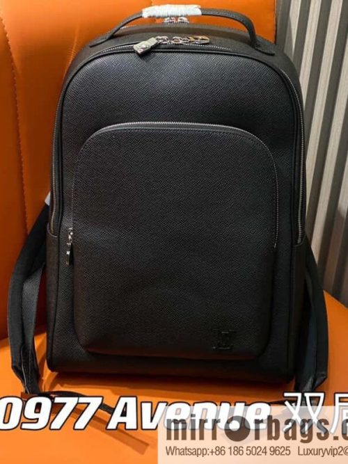 LV [Original single boutique] M30977 black full leather, cross pattern backpack series Avenue backpack