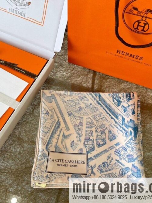 Hermes \"City of Horses\" 100% silk scarf