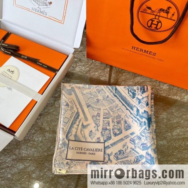 Hermes \"City of Horses\" 100% silk scarf