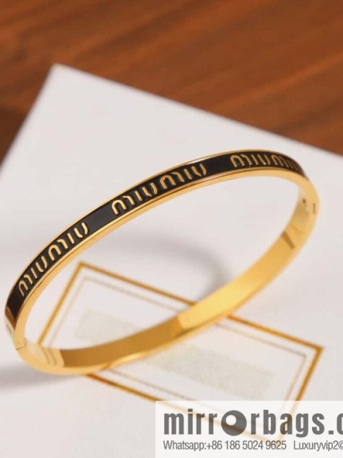 MIU MIU Miu Miu Black Enamel Letter Bracelet Bracelet