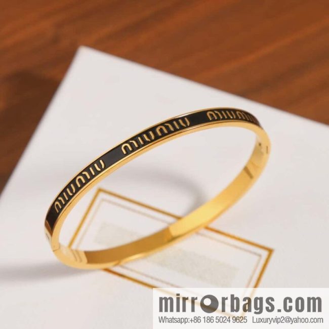 MIU MIU Miu Miu Black Enamel Letter Bracelet Bracelet