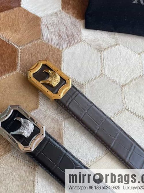 STEFANO RICCI Stephen Raunich Counter Stainless Steel Eagle Head Inner Wear Metal Buckle 3.8cm First Layer Cowhide Fine Imitation Crocodile Leather Belt