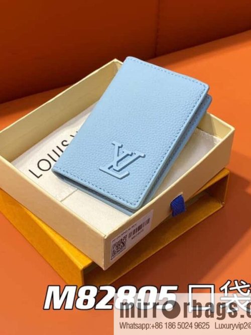 [Original order boutique] M82805 light blue full leather card holder wallet series, pocket wallet m82275 82276