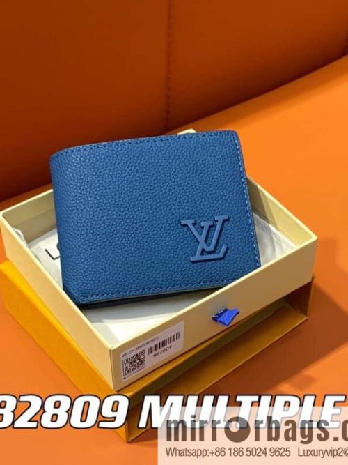 [Original order boutique] M82809 dark blue full leather, short suit clip series MULTIPLE wallet m82273 82274