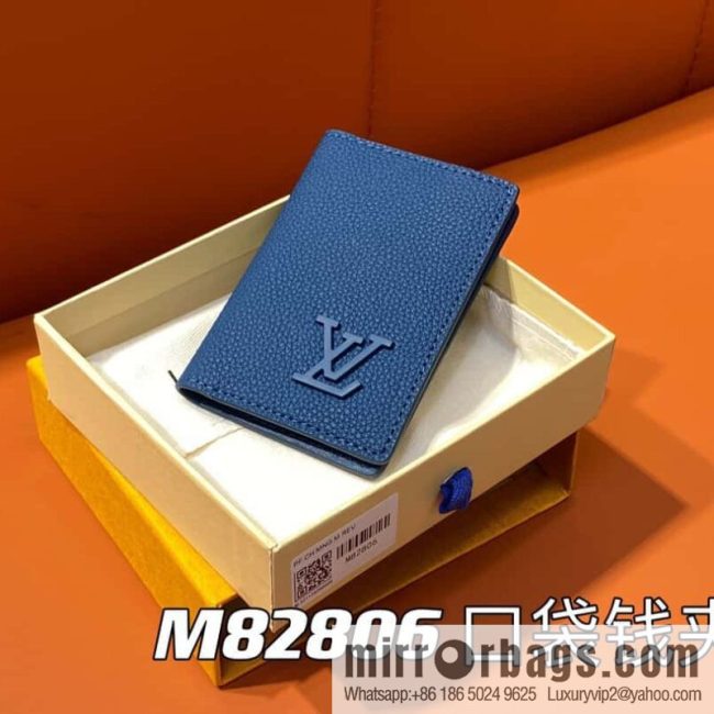 [Original order boutique] M82806 dark blue full leather card holder wallet series, pocket wallet m82275 82276