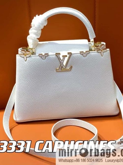 [Original order boutique] M23331 white, full leather cap, that English series CAPUCINES medium handbag, this Capucines BB Flower Crown handbag