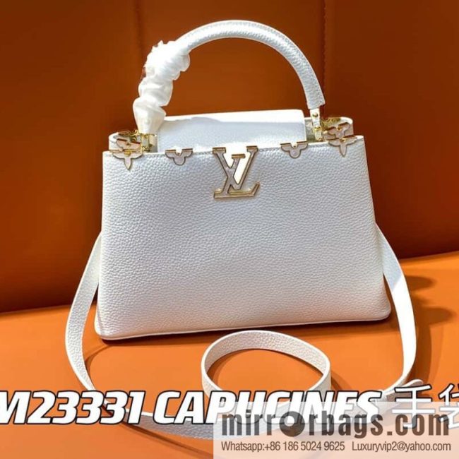 [Original order boutique] M23331 white, full leather cap, that English series CAPUCINES medium handbag, this Capucines BB Flower Crown handbag