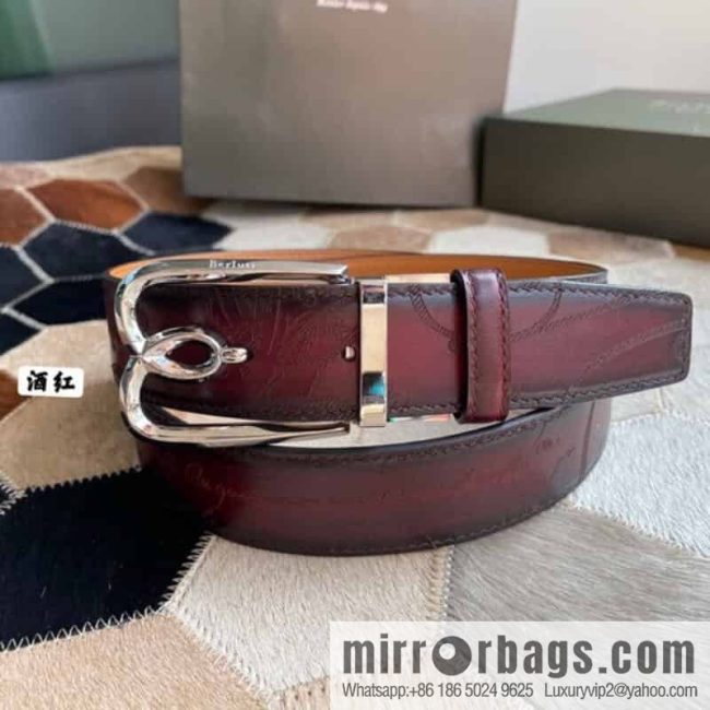 Berluti Stainless Steel Rotary Pin Metal Buckle 35mm Men\'s Business Belt - Image 3