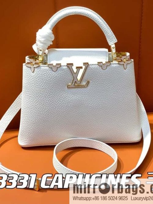 [Original single boutique] M23331 white, full leather cap that English series CAPUCINES BB handbag Capucines BB Flower Crown handbag
