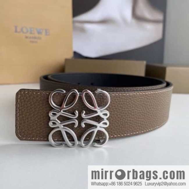 LOEVE Luo Yiwei stainless steel logo pattern metal buckle with the first layer of cowhide double-sided belt 40mm - Image 6