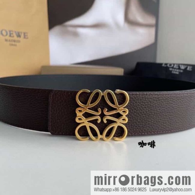 LOEVE Luo Yiwei stainless steel logo pattern metal buckle with the first layer of cowhide double-sided belt 40mm - Image 4