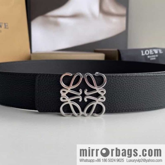 LOEVE Luo Yiwei stainless steel logo pattern metal buckle with the first layer of cowhide double-sided belt 40mm - Image 2