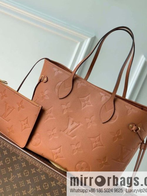 M45684 Full leather embossed Neverfull medium shopping bag