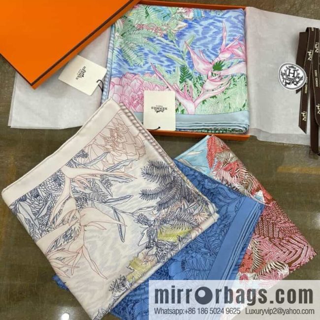 Hermes 100% silk handmade hemmed scarf