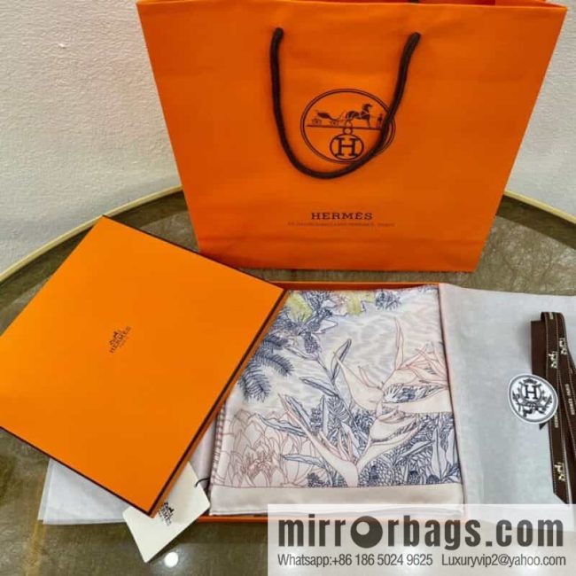 Hermes 100% silk handmade hemmed scarf - Image 2