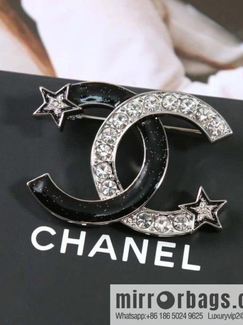 ☀️New ☑️ Chanel Double C Pentagram ⭐ Stars Full Diamond Brooch ☀️