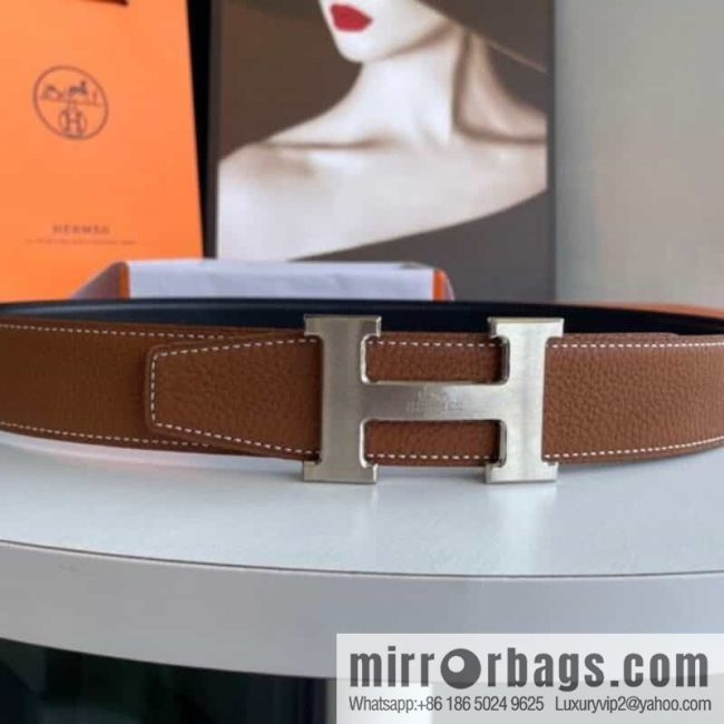 Hermes Hermes H Home Original Leather Lychee Men\'s 38mm Belt - Image 6
