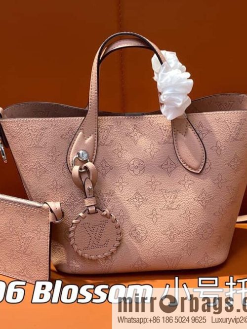[Original order boutique] M23196 pink M23849 full leather bucket bag series Blossom small tote bag, gray gradual change (cut-out)