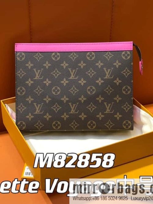 [Original single boutique] M61692 monogram rose red M82858 handbag clutch bag series Pochette Voyage medium handbag