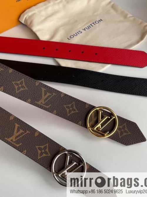 LV/Louis Vuitton, Gold Classic Round LV Buckle, Ladies LV Circle 35mm Double Sided Belt