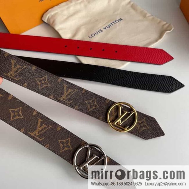 LV/Louis Vuitton, Gold Classic Round LV Buckle, Ladies LV Circle 35mm Double Sided Belt