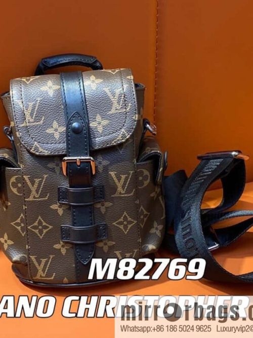 [Original single boutique] M82769 monogram men\'s bag mini backpack series, autumn and winter new NANO CHRISTOPHER handbag Christopher backpack M82769 cover backpack satchel mini backpack satchel
