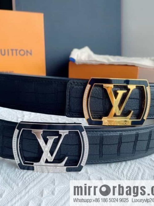 LV/Louis Vuitton, steel resin inlaid with zirconium rare deerskin men\'s belt 4.0cm