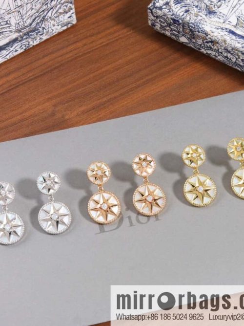 New ☑️ DIOR Dior octagram white fritillary compass stud earrings