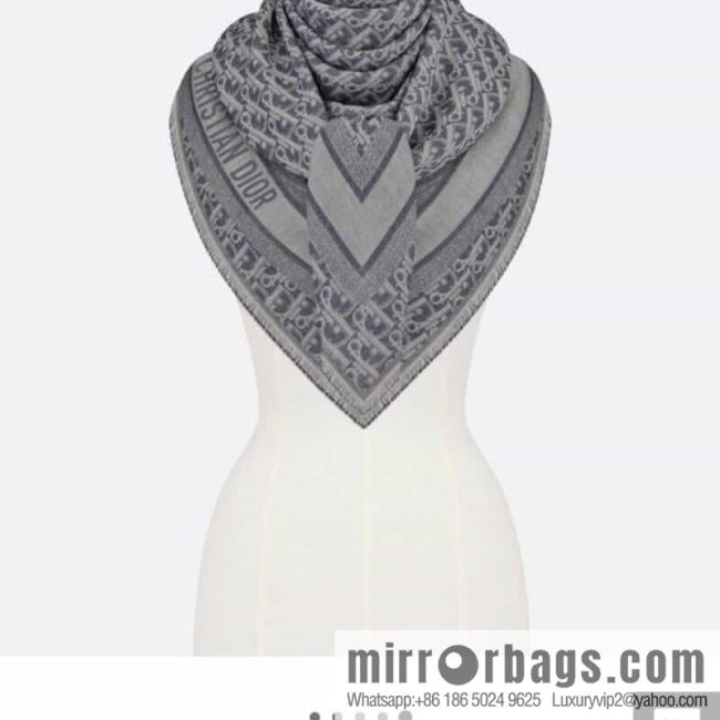 Dior Alphabet Print Denim Blue Shawl 15DOB140I162_C525 - Image 3