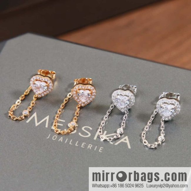 ☀️Messika full diamond peach heart love stud earrings ☀️