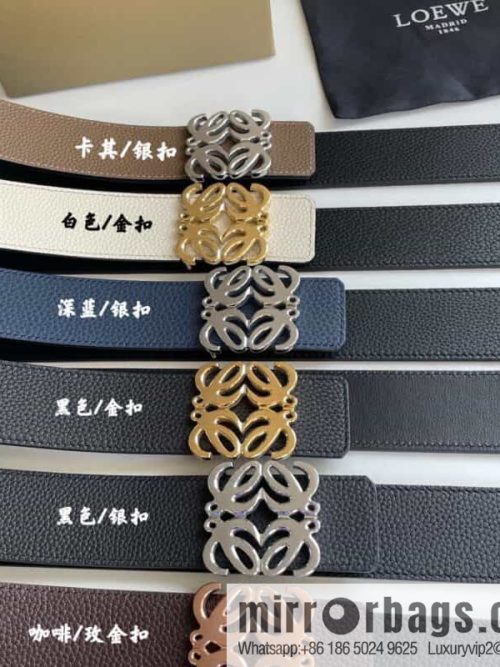 LOEVE Luo Yiwei stainless steel logo pattern metal buckle with the first layer of cowhide double-sided belt 40mm