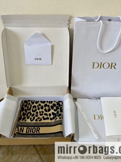 Dior grey leopard print 100% silk scarf