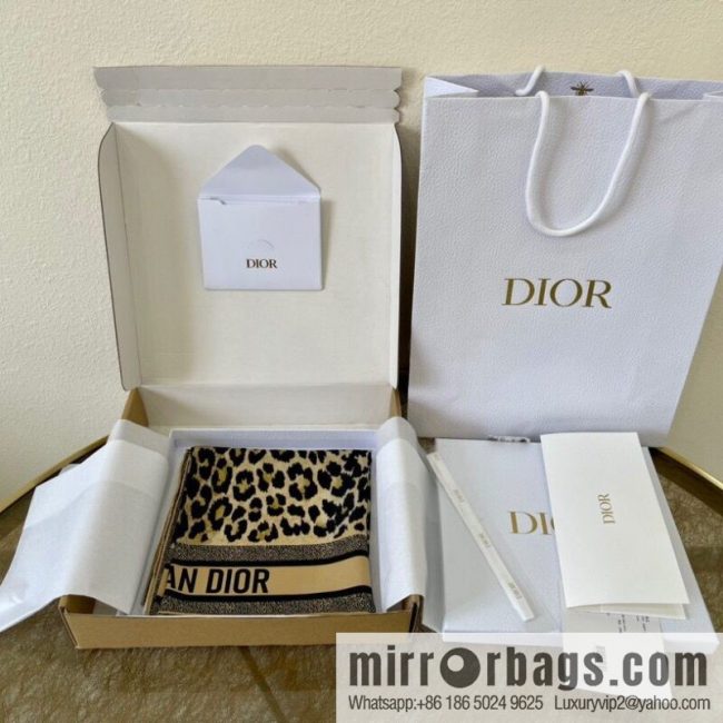 Dior grey leopard print 100% silk scarf