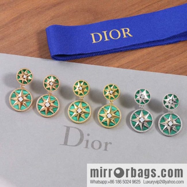 New ☑️ DIOR Dior octagram malachite compass stud earrings