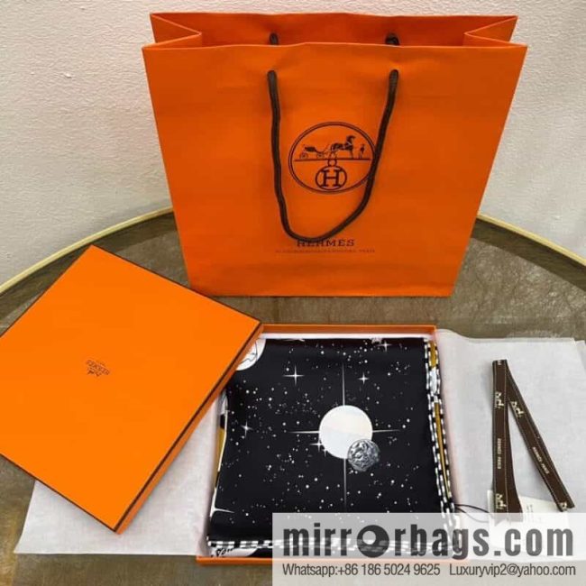 Hermes 100% silk \"Space Horse Racing\" silk scarf