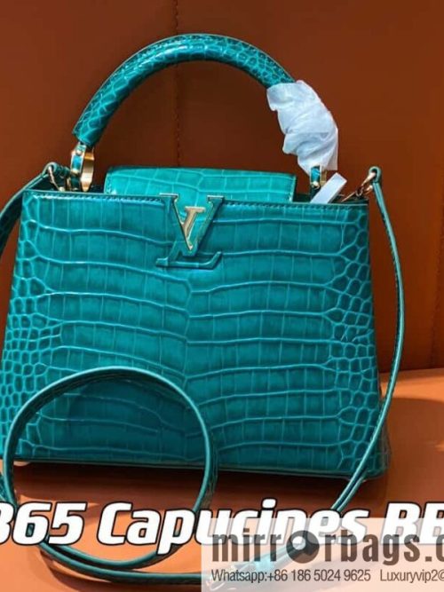 [Original order boutique] M48865 green, crocodile pattern full leather cap that English series Capucines BB handbag