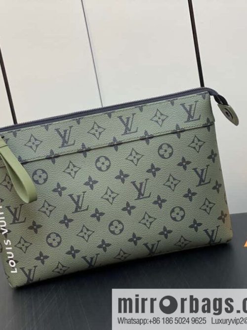[Original order boutique] M82008 green flower clutch bag series Pochette Voyage Souple clutch bag Keepall Bandoulière 25 handbag