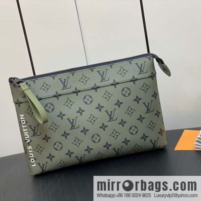 [Original order boutique] M82008 green flower clutch bag series Pochette Voyage Souple clutch bag Keepall Bandoulière 25 handbag