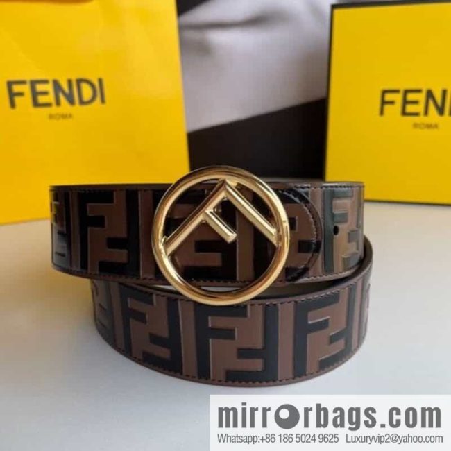 FENDI Fendi with F is Fendi logo shape buckle print belt 4.0 cm - Image 4
