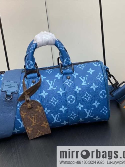 [Original order boutique] M46803 Blue Flower, Men\'s Bag Pillow Bag Series KEEPALL BANDOULIZRE 25 Handbag