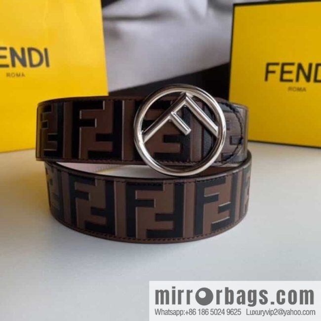 FENDI Fendi with F is Fendi logo shape buckle print belt 4.0 cm - Image 3