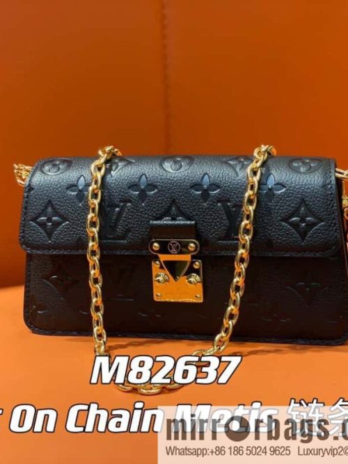 [Original single boutique] M82637 black full leather embossed chain bag series Wallet On Chain Metis chain strap handbag M82836 82637